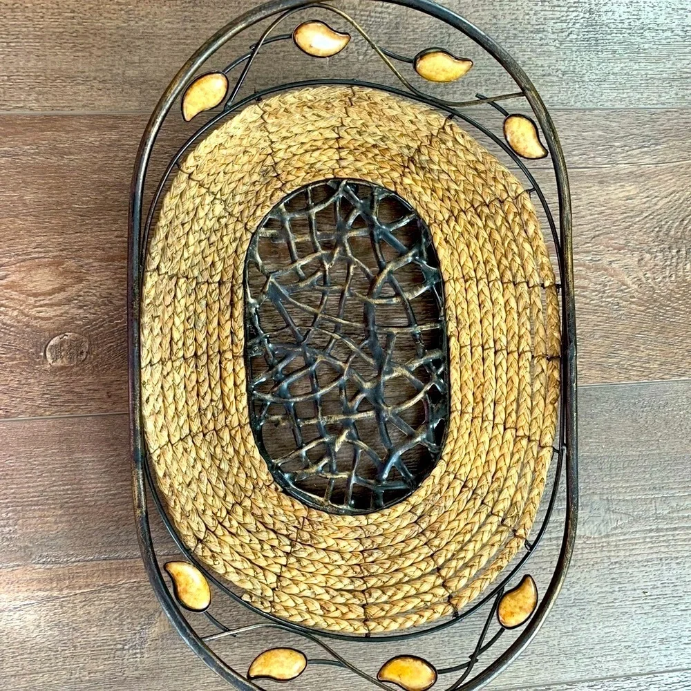 Woven Basket with Metal Frame